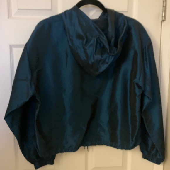 Vintage  metallic Crop teal blue windbreaker - Picture 5 of 9